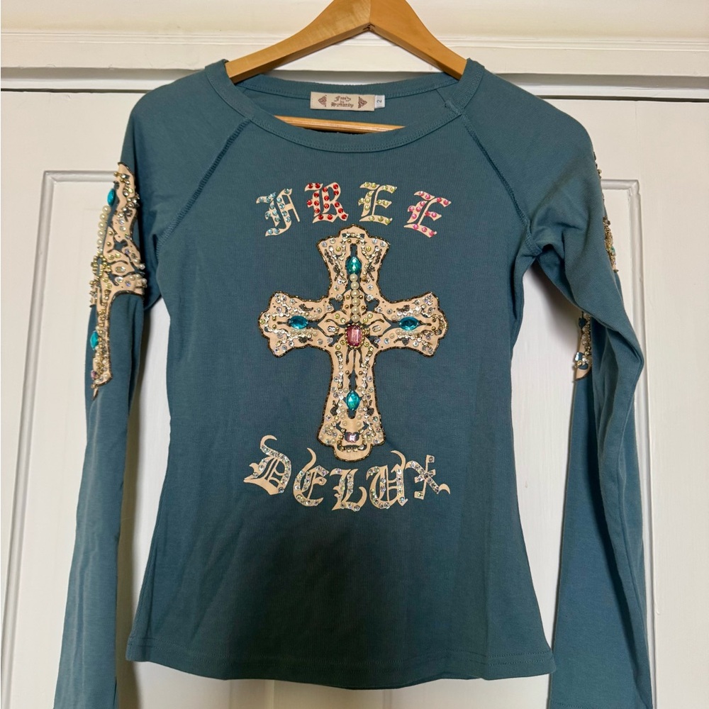Long Sleeve Shirt with Cross Design